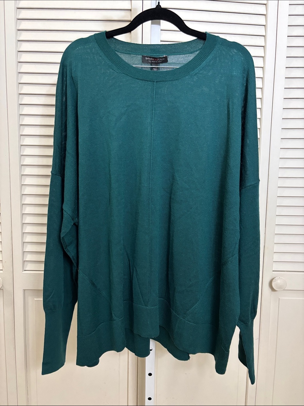 NWT Banana Republic 100% Merino Wool Teal Green Crewneck Sweater XXL
